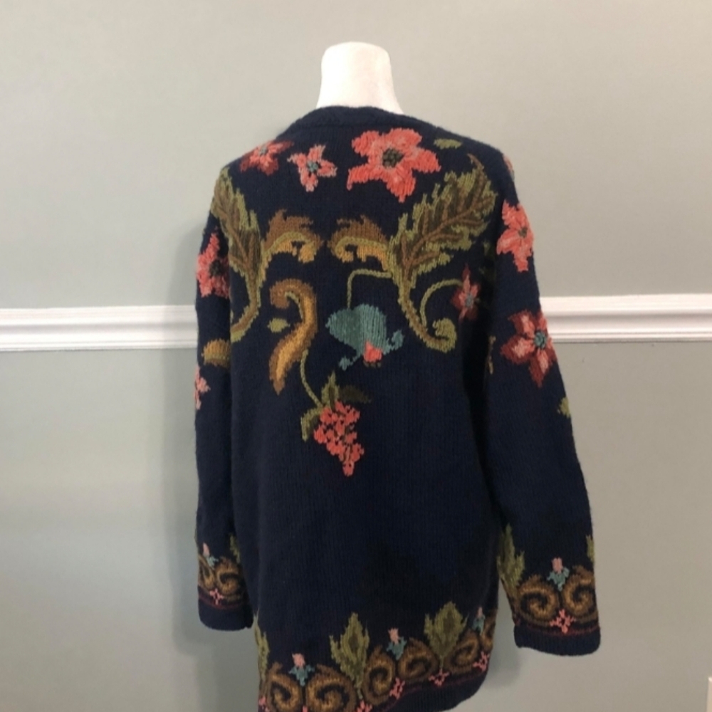 Vintage 1980s 1990s Laura Ashley Chunky Floral Cottagecore Cardigan - Picture 4 of 8